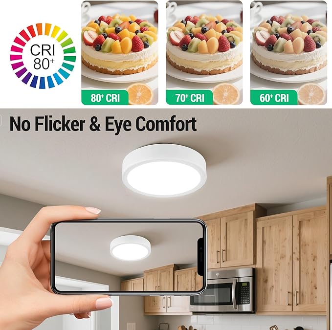 11" LED Flush Mount Ceiling Light, White Modern Ceiling Light Fixture with 5CCT 2700K-5000K, Dimmable LED Light Fixtures Ceiling Mount for Kitchen Bathroom Bedroom Hallway
