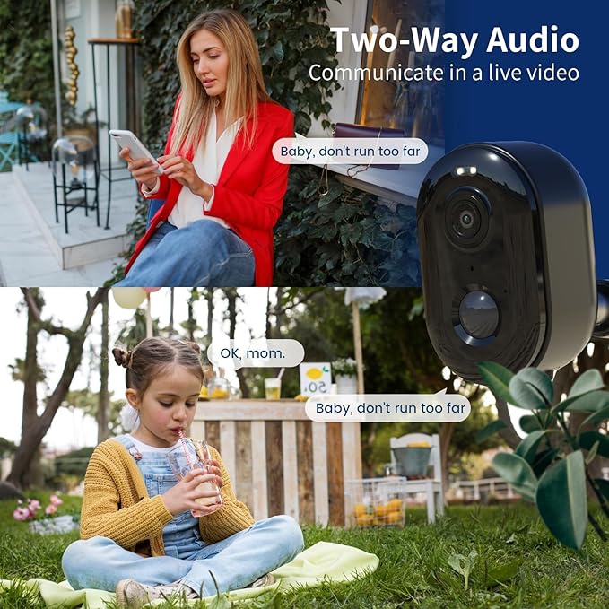 Security Cameras Wireless Outdoor, Battery Powered 2k Color Night Vision, AI Motion Detection,IP66 Weatherproof, 2-Way Talk, SD/Cloud Storage,Cameras for Home Security-2 Pack