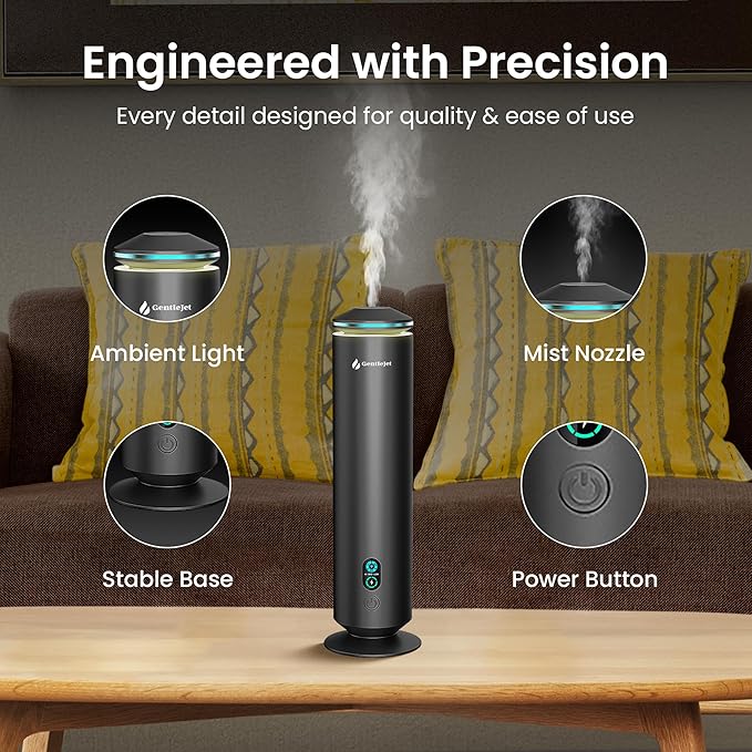 MajesticMist WiFi Waterless Essential Oil Diffuser, Aluminum Cold-Air Aroma Diffuser for Large Rooms up to 1000 sq ft, App & Remote Control, 4oz, USB-C Plug-in, Quiet, LED Display