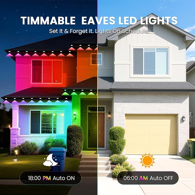 Led Christmas Lights Outdoor Permanent Light for House, DIY App & Bluetooth Music, Waterproof Ip65, VISADA 100ft Rgbic Women's Day Outdoor Lights Fit for Soffit Fence Garage Landscape Patio.