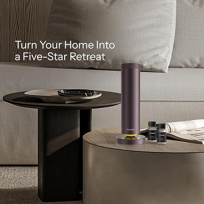 Tower Waterless Scent Diffuser & Oil Kit, 2000 Sqft Coverage, Hotel Diffuser with Bliss & Santal Aroma Oil for Large Room, Home Office, Hotel, Remote & App Control Cold Air Machine, Sandstone