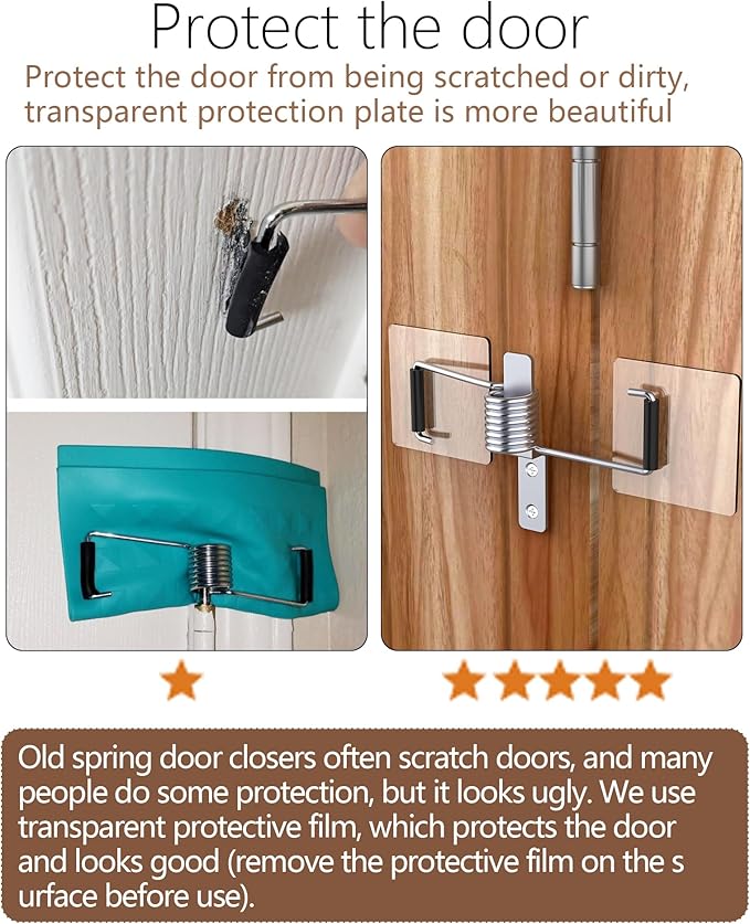 Spring Automatic Door Closer, Door Closer for Home, Screen Door，Household, no Need to Remove Door Hinges