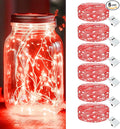 kolpop 6 Pack LED Fairy Lights Battery Operated, Mini Twinkle String Lights Battery Powered Waterproof for Christmas Mason Jars Party,Red