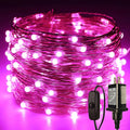 RUICHEN Plug in Fairy Lights with Switch, Waterproof 33 Ft 100 LED Silver Wire Starry String Firefly Lights for Christmas, Easter, Valentines Day, Parties, Wedding, Vases, Craft, Pink