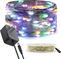 RUICHEN Silver Wire Fairy Lights Plug in 33 Ft 100 LED String with Spool, Multicolor