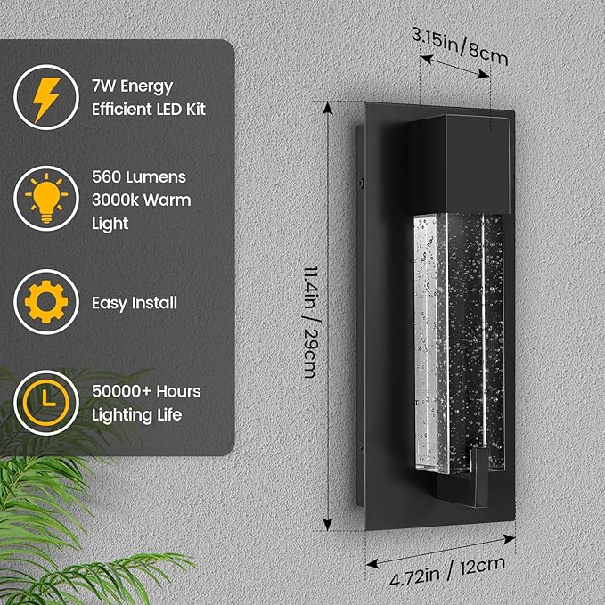 WOSHITU LED Wall Sconce Light: 11 Inch Black Modern Sconces Wall Lighting 3000K Dimmable Crystal Wall Lamps Indoor Bathroom Sconce Wall Mount Light Fixtures for Living Room/Bedroom/Hallway