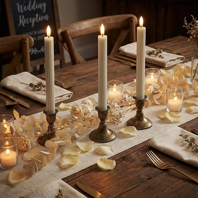 WYZworks 10" Fluted Ribbed LED Cream Beige Grooved Pillar Candles, Remote & 24h Timer Memory, On/Off Switch - Flameless Dimmable Battery Operated w/Flicker Mode, Home Wedding Decor (6 Pack)
