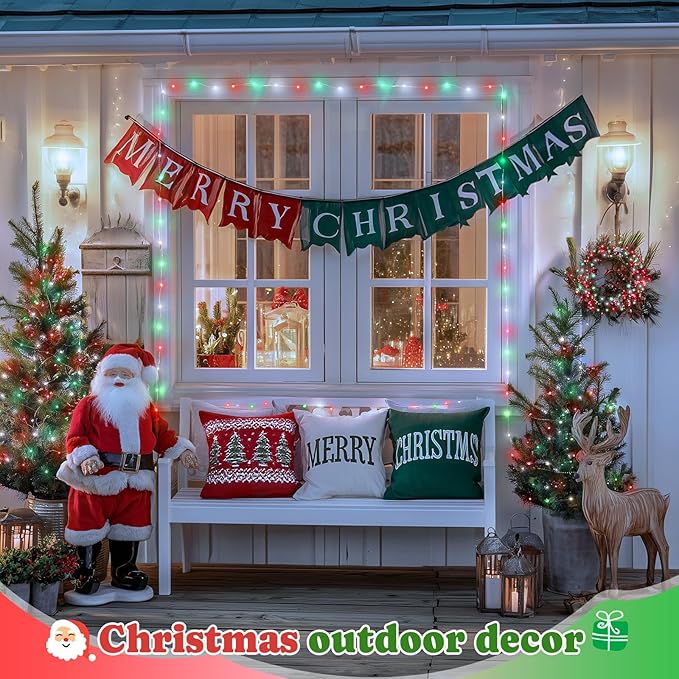 JMEXSUSS 200 LED Red White Green Fairy Lights Plug in, 8 Modes Christmas Fairy Lights Indoor Outdoor with Wheel, 66 ft Remote Control Twinkle Lights for Christmas
