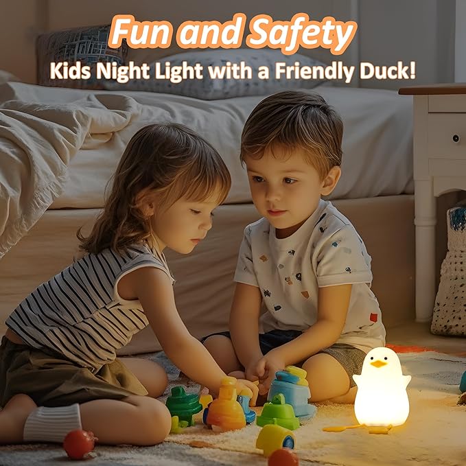 Duck Night Light, Cute Ducks Gifts, Squishy Silicone Animal Night Lamp for Nursery Bedside with Dimmer & Rechargeable, Gifts for Birthday Holiday Valentine's Day Mothers' Day