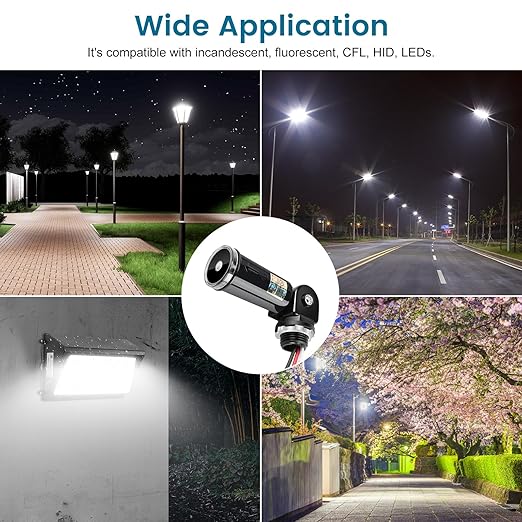 Outdoor Photocell Sensor, Dusk to Dawn Day Night Swivel Mount Conduit Lighting Control, Photoelectric Sensor Switch for Indoor Outdoor Light