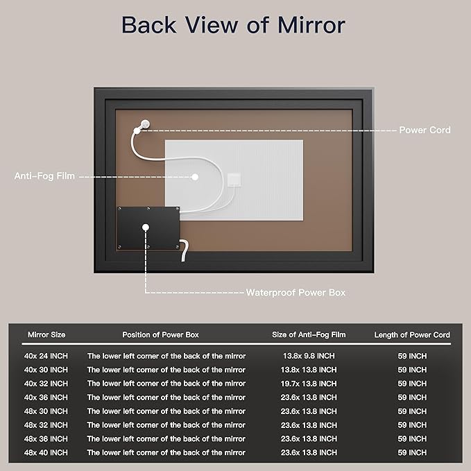 ISKM Framed LED Mirror for Bathroom 48"x40", Dimmable LED Bathroom Mirror with Lights, Anti-Fog, Front and Backlit Lighted Mirror 3-Colors, Shatterproof, Memory Function