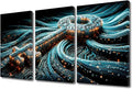 3 Panel Cyber Security Concept with Key on Circuit Board Pictures Print On Canvas Wall Art for Living Room, Concepts Artwork Stretched and Framed Gallery-Wrapped Ready to Hang, 36" Wx24 H