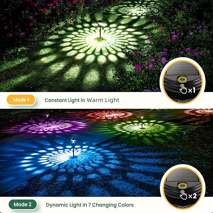 KVM Solar Lights Outdoor Waterproof, 10 Pack Bright Solar Pathway Lights, Multicolor & Warm White LED,Outdoor Solar Lights for Pathway Garden Yard Walkway Lawn Patio Landscape Decor (10)