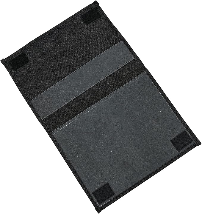 Linen 4 Pockets Bedside Caddy, Bedside Storage Organizer with Water Bottle Holder for Magazine, Remotes, Phone (Black)