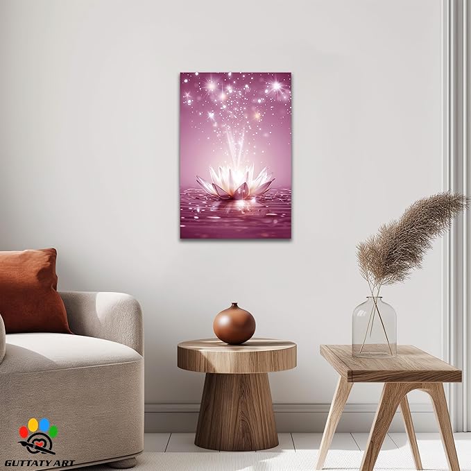 Zen Lotus Floral Pictures Wall Art, Water Lily Bloom Picture, Lotus Flower Canvas Art Print, Calm Relax Poster, Spiritual Zen Flower Print for Zen Office Decor Meditation Poster12x18 inch