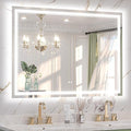 Keonjinn 50" x 36" Bathroom LED Mirror, Front & Back Lighted Mirror for Bathroom Wall, Tempered Glass, Safe Defogger, 3 Color Temperature, Dimmable, Memory Function, Light Up Vanity Mirror