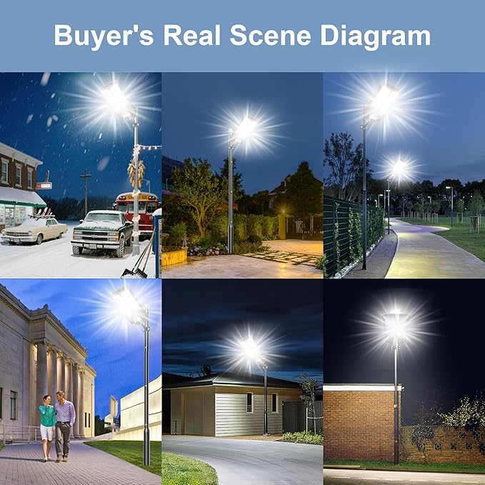 Large Solar Street Lights Outdoor Waterproof Heavy Duty, Dusk to Down Solar Parking Lot Lights Mention Sensor, Outdoor Yard Light LED Floodlight with Remote Control for Graden Patio
