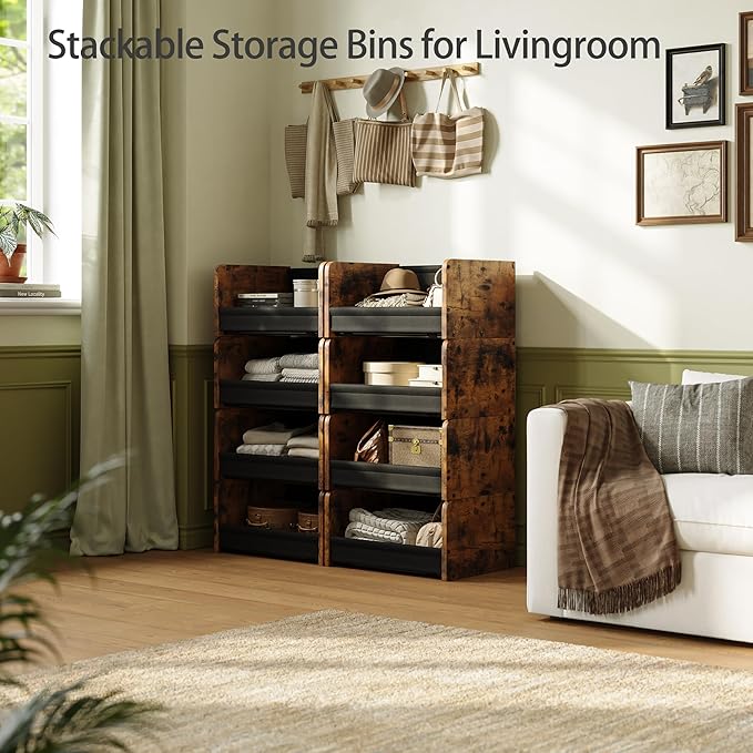 FOUCSSOMEI 2-Tier Stackable Closet Organizer and Storage Stackable Shelves – Heavy-Duty Darwers Wood & Metal, Easy Assembly, Space-Saving Vertical Storage for Bedroom, Closet, Patent Design