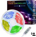 AI Voice Activated Under Bed Lights Strip,Indoor Kids Bedroom Night Lights RGBW, No App/Wifi Required, Dimmable Color Changing Strong Adhesive, Music Sync USB Powered 16.4ft for Kitchen Cabinet
