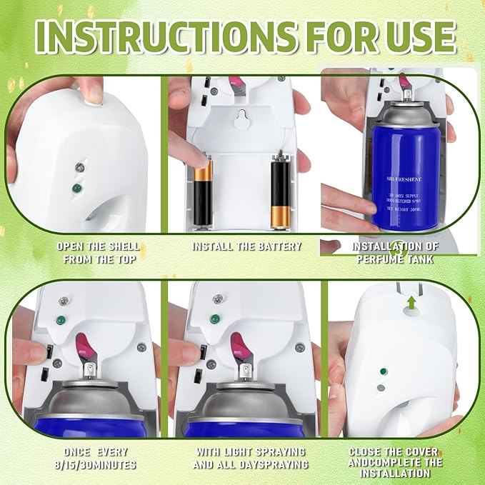 Automatic Air Freshener Spray Dispenser Home indoor Wall Mounted Automatic Spray Dispenser Air Freshener Spray, Commercial and Home Use, Bathroom, Hotel, Office and Public Area (White, 6 Pcs)