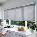 ACMEART Motorized Blackout Blinds Shades for Windows,Rechargeable Electric Roller Shades with Remote,Smart Blinds Work with Solar Panels for Home and Office,Custom Size (Jacquard Grey)