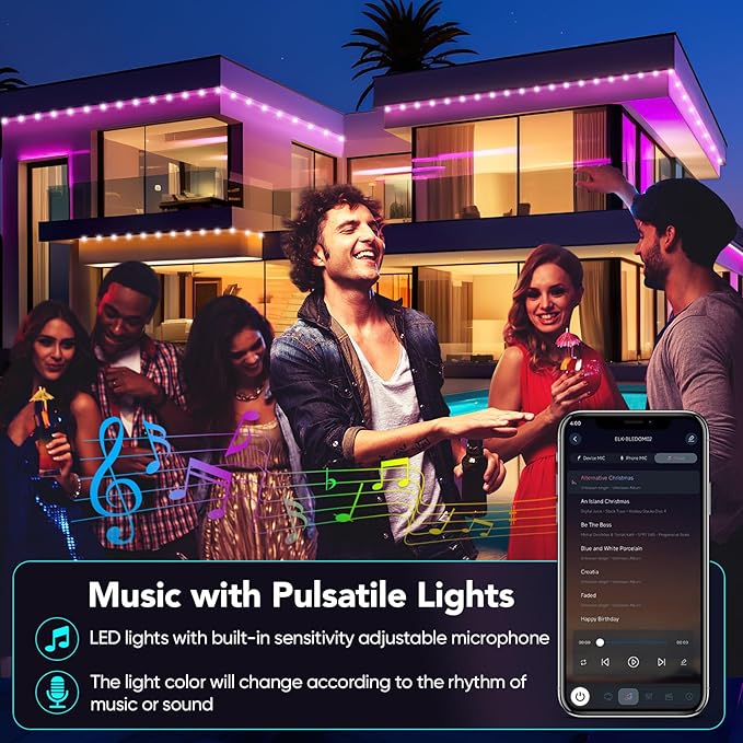 Outdoor LED Strip Lights Waterproof, 100FT (2 Rolls of 50ft) RGB IP67 Led Lights with App and Remote Control, Color Changing Led Rope Lights for Garden, Pool, Patio, Balcony Decor