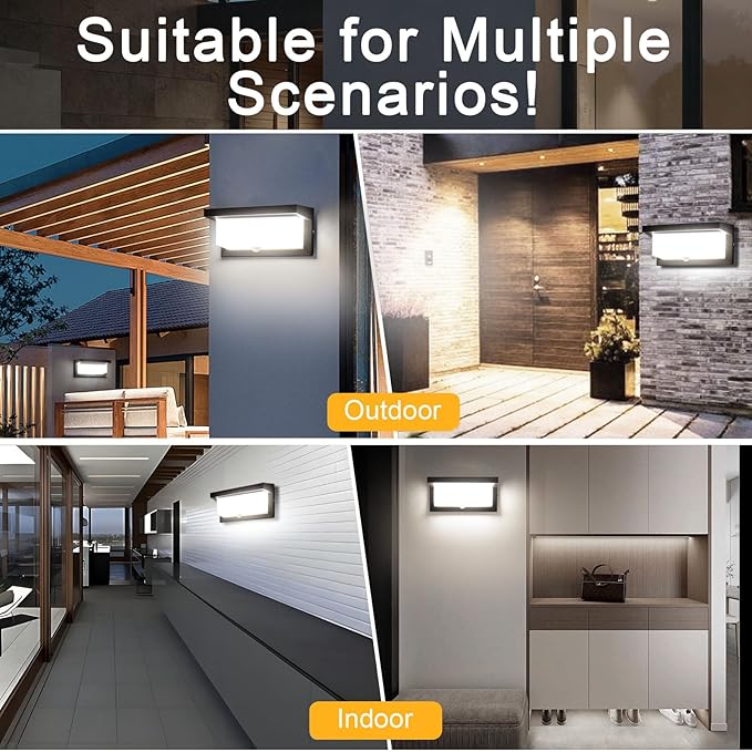 18W Motion Sensor Outdoor Lights Wired, IP65 Aluminum LED Outdoor Motion Sensor Light Indoor,Motion Lights for Outside Dusk to Dawn Outside Lighting Fixtures 110V