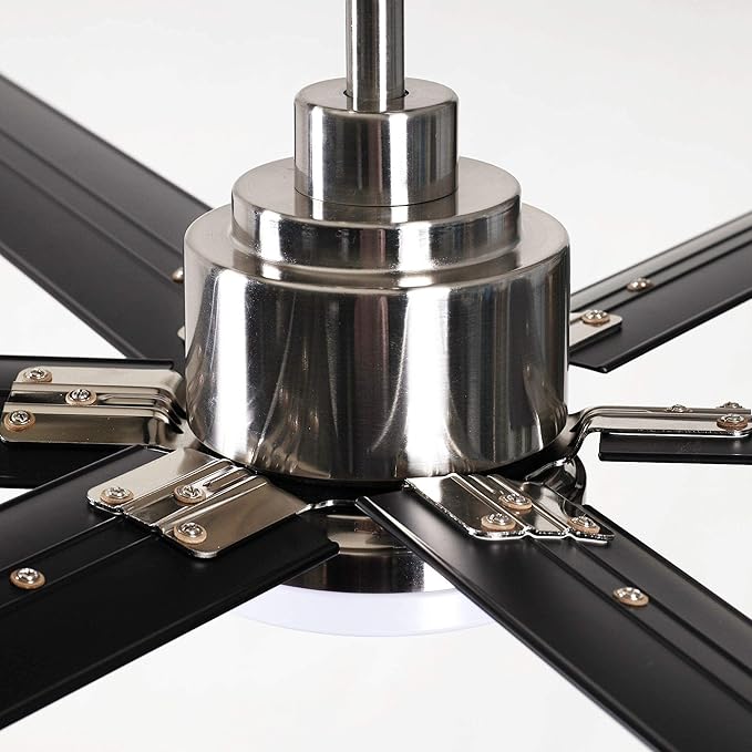 Ceiling Fans with Lights and Remote, 72 Inch Industrial Ceiling Fan for Living Room Bedroom Outdoor Ceiling Fans for Patios, LED Lighting Ceiling Fans, DC Motor Reversible 6 Blades, Brushed Chrome