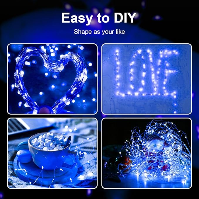 ZGWJ Fairy Lights Battery Operated, 24 Pack Blue Twinkle String Lights 20 LED 7FT 3 Lighting Modes Waterproof for Bedroom, Easter, Halloween, Christmas, Party Indoor and Outdoor Decoration