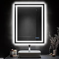LED Bathroom Mirror, 24"x36" with Frontlit and Backlit Anti-Fog Mirror with Lights LED Vanity Mirror for Bathroom 3 Colors Temperature & Dimmable Bathroom Mirror with HD Tempered Glass