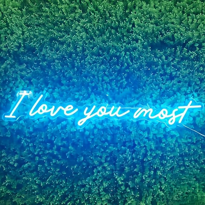 I Love You Most LED Neon Signs for Wall Decor Neon Wall Art Acrylic LED Lights with Hanging Chain Light Up for Bedroom Decor Graduation Bar Pub Wedding Party 5V USB Powered Dimmable