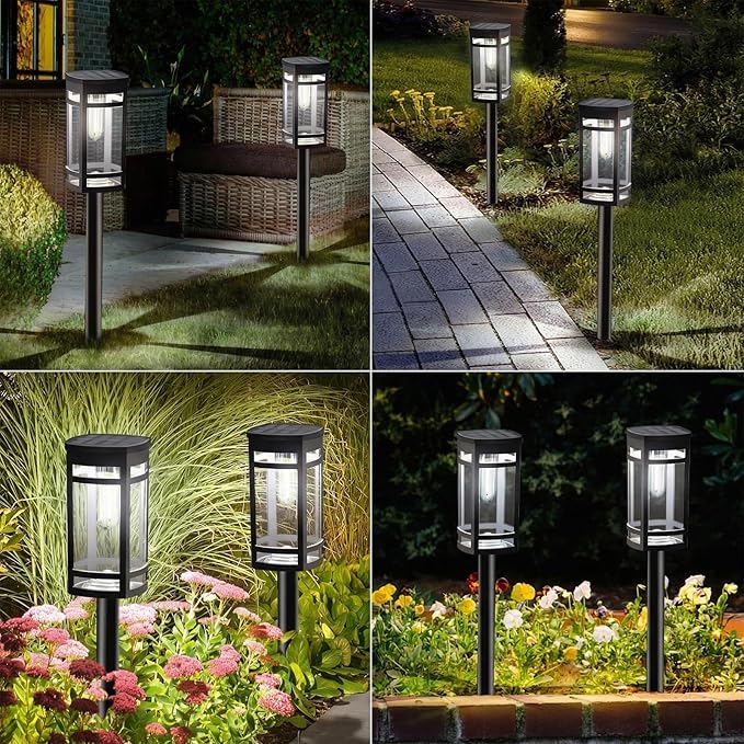 EXCMARK 12 Pack Solar Lights Outdoor Waterproof for Garden Pathway Walkway Driveway Yard Lawn Decorative Landscape Lighting. (Cool White Light, 12)