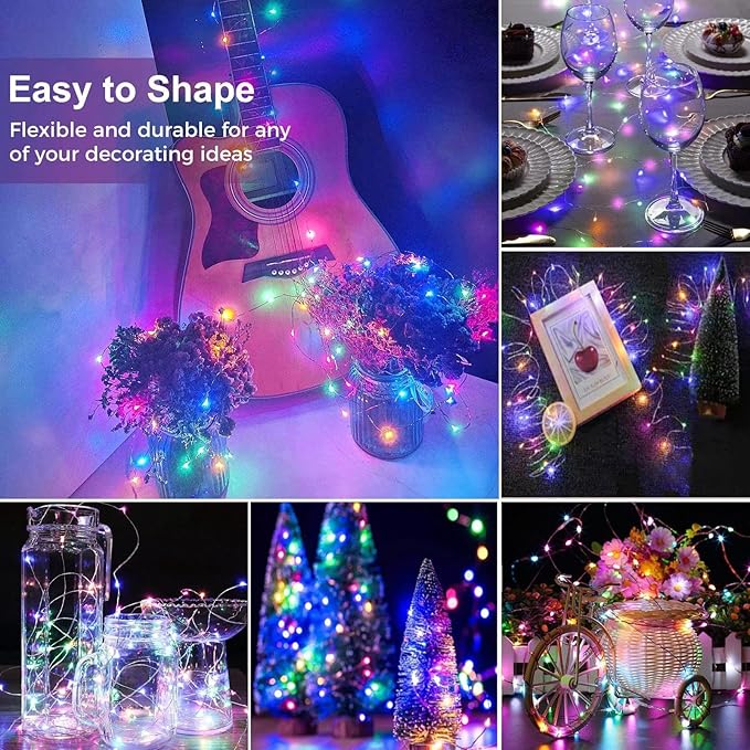 kolpop 12 Pack LED Fairy Lights Battery Operated, Mini Twinkle String Lights Battery Powered Waterproof for Christmas Mason Jars Party,Multicolour