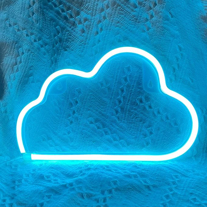 Cloud Neon Sign Blue Cloud Light Sign for Wall Decor,Battery or USB Powered Clouds Shaped LED Sign Decoration Lights for Bedroom Aesthetic Teen Girl Kid Room Christmas Birthday Wedding Party