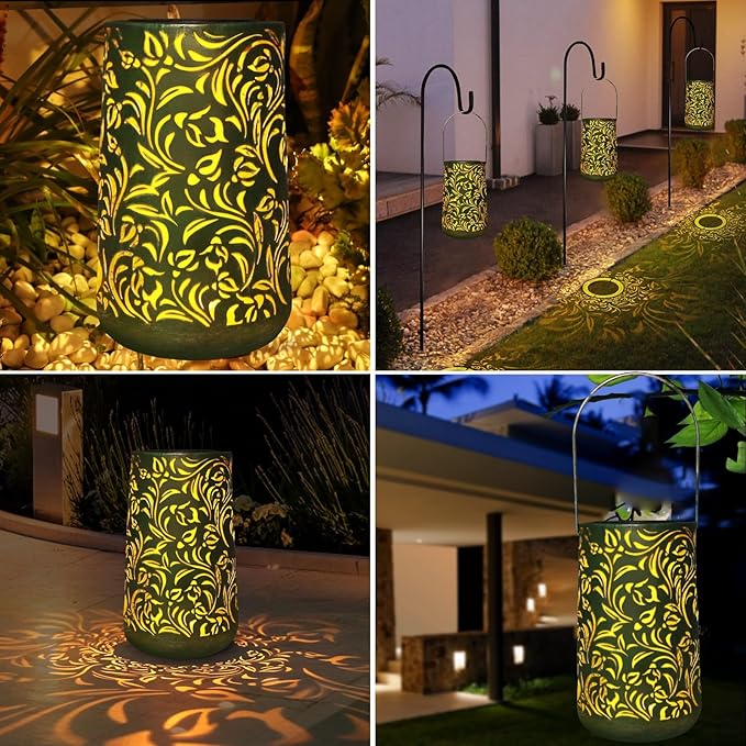 Solar Lanterns Outdoor Waterproof Solar Powered Retro Moroccan Lantern for Garden Patio Courtyard Lawn and Tabletop Decorative. Unique Gifts for Women Gardening