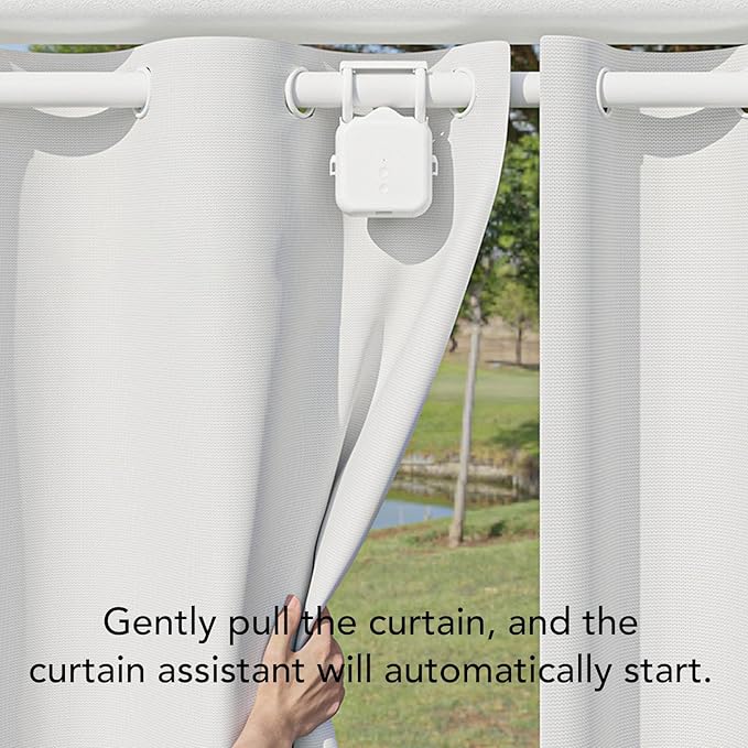Solar Powered Smart Curtain Motor, APP Remote Control Automatic Curtain Opener Compatible with Roman Rod U Shape I Beam Tracks, with Voice Control for Home