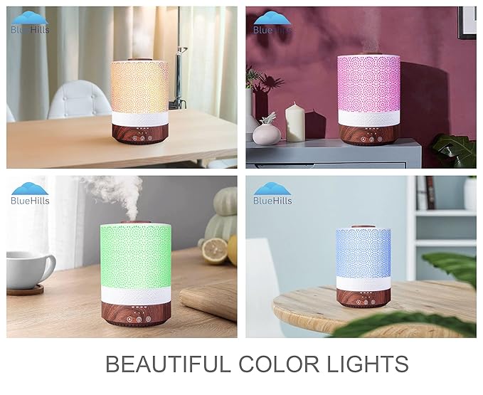 BlueHills Premium Set of Two Large 2500 ML and 4000 ML XL Essential Oil Diffusers Humidifier Combo for Large Room Home with Décor Cover LED Lights Great Gift – Value Pack of Dark Wood Grain.