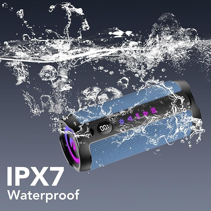 Portable Bluetooth Speaker, Bluetooth 5.4 Speaker,30W Dual Speaker with LED Display, Deep Bass, 30H Playtime, Colorful RGB Lights, IPX7 Waterproof,TWS pairing for Outdoor/Home/Party/Travel,Gift Ideas
