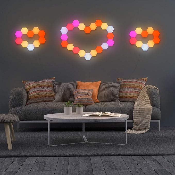 Yescom 40 Pack Touch Sensitive Hexagon Lights Kit RGB Hexa LED Panels Magnetic Lamp Wall Mount DIY Gaming Room Bedroom Bar TV Party Decoration