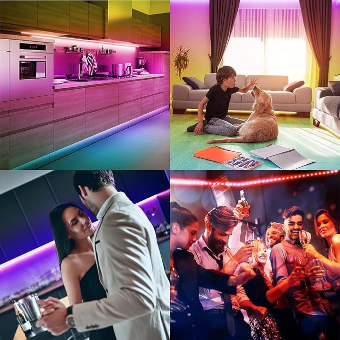 DAYBETTER Led Lights for Bedroom 100 ft, Led Strip Lights, Led Light Strips with Remote and App Control, Music Sync RGB Color Changing Led Lights for Room Decoration