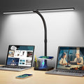 ShineTech LED Desk Lamp for Home Office, 24W Double Head Desk Light with Wireless Charging, USB Port, 25 Lighting Modes Adjustable Lamps