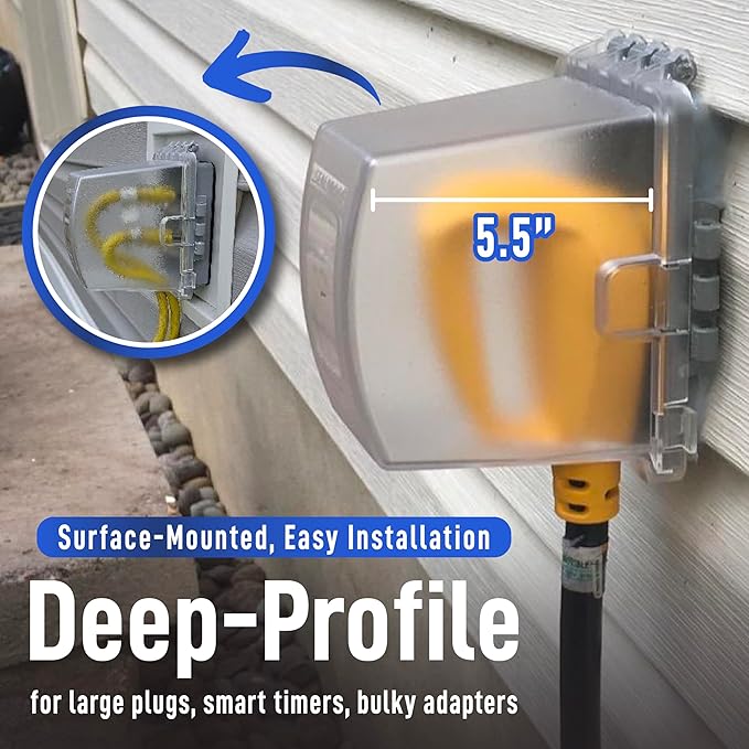 Sealproof 1-Gang Weatherproof In Use Outdoor Outlet Extra Deep Cover | Lockable, UL Extra Duty Compliant, 18 Configurations, Polycarbonate