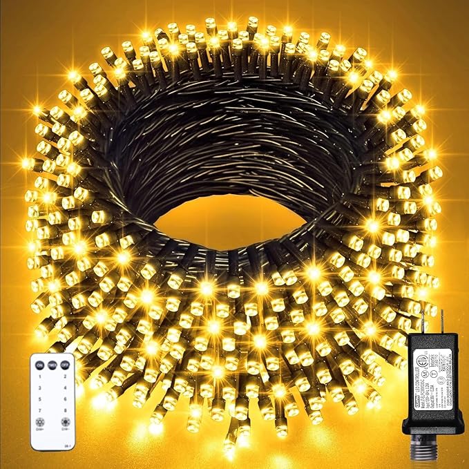 200LED Christmas String Lights, 66FT Hanging Fairy Light with 200 Bulbs Warm White 8 Lighting Modes Waterproof Green Wire for for Bedroom Classroom Patio Wedding Garden Décor