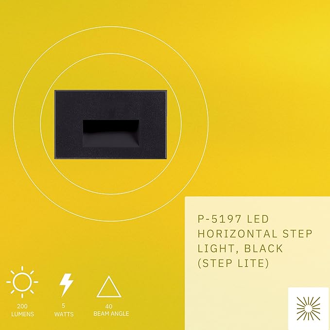 5W LED Horizontal Step Lights, Black Finish, 120V Dimmable LED Stair Lights Indoor and Outdoor, 200 Lumens, CRI 90+, IP-65 IC Rated, ETL Listed, Super White 5000k