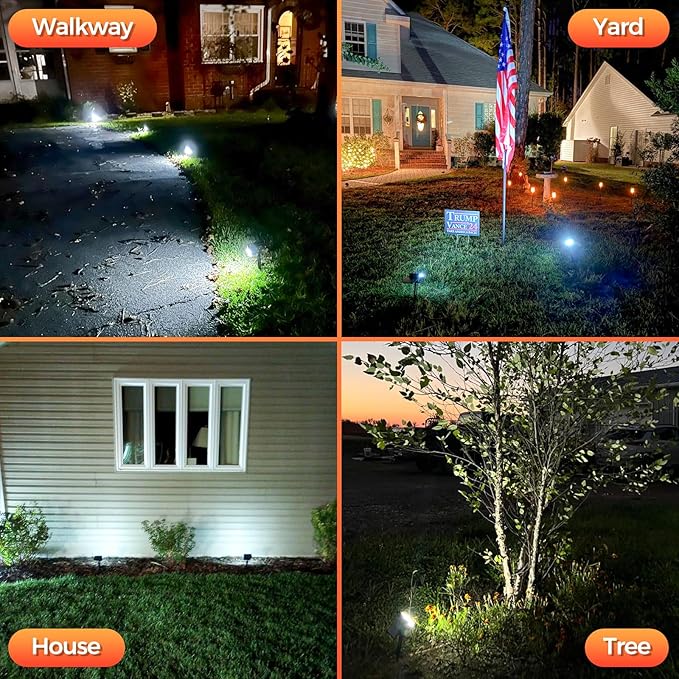 Large Solar Spot Lights Outdoor Waterproof IP67, 1000 Lumens High Brightness, 92 LEDs Solar Spotlight with 3 Lighting Modes, Dusk to Dawn Solar Landscape Lights for Yard, Garden (Cool White)- 8 Pack