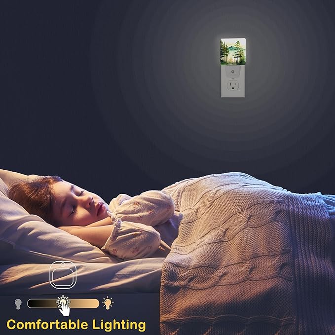 Misty Forest Night Light,Plug in Night Light, Dusk to Dawn Sensor Nightlights for Stairway/Hallway/Kitchen/Bedroom/Bathroom 0.5W