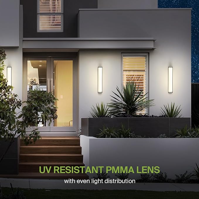ASD 36 Inch LED Outdoor Sconce Lights - 30W 120-277V 3000K 4000K 5000K Black Exterior Lighting Fixtures, Dimmable Exterior Lights for House, Modern Patio Wall Light Fixture ETL 2 Pack