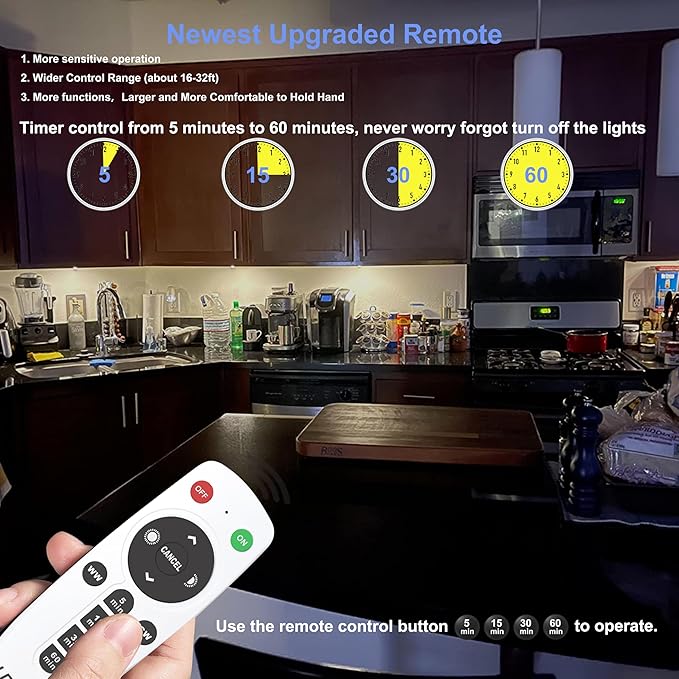 LDOPTO Under Cabinet Lights Wireless 4 Pack, Rechargeable Battery Operated Lights with Remote, Dimmable Led Closet Lights, Under Counter Lights Stick-on Touch Night Light for Kitchen, 3 Colors