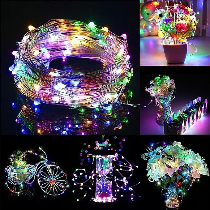Twinkle Star 33FT 100 LED Silver Wire String Lights Fairy String Lights Battery Operated LED String Lights for Christmas Wedding Party Home Holiday Decoration, Multicolor 2 Pack