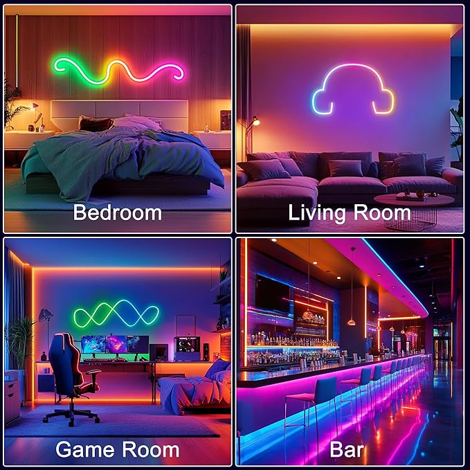 maylit 360 Degree Luminous Reticulate Weave Rope Lights, 16.4ft Addressable ICRGB LED Strip Lights, Music Sync, DIY Design, USB Powered Flexible LED Lights for Gaming Room Living Bedroom Wall Decor